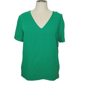 Amanda Uprichard Gold Color Snap Button Green Blouse S